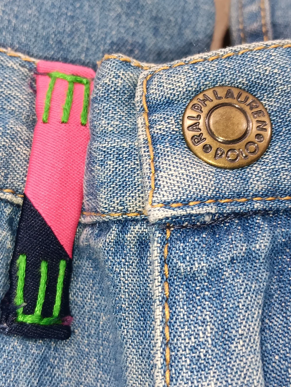 Ralph Lauren Dungarees Jeans Size 18 Months Baby Boys Girls Patches Y2K 90s Rare